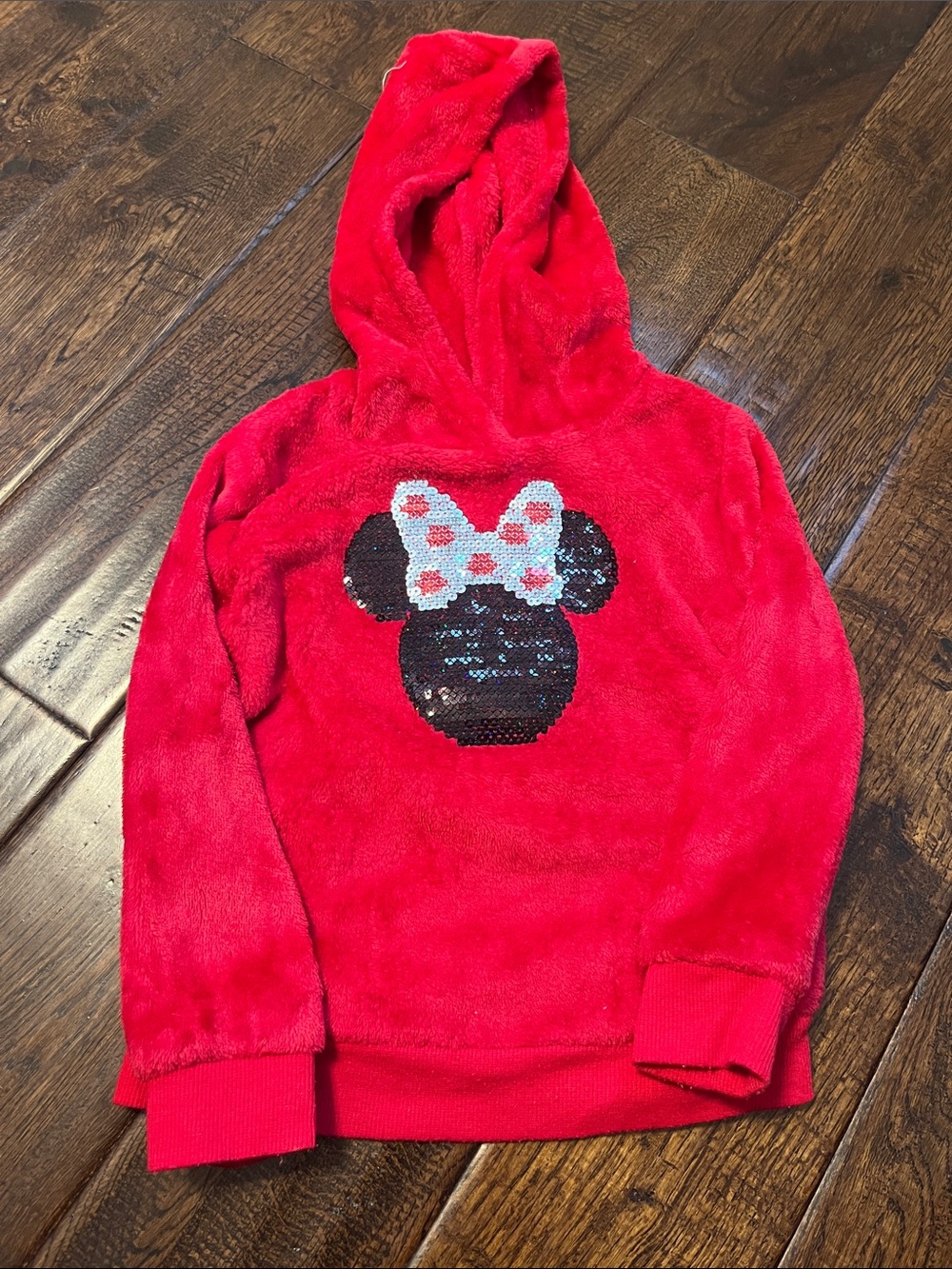 jumping beans Red Hooded Pullover with Sequin Minnie Graphic